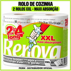 RENOVA 2 ROLOS PAPEL COZINHA XXL MAXI ABSORPTION 2=4 ROLOS  EAN 5601028013659