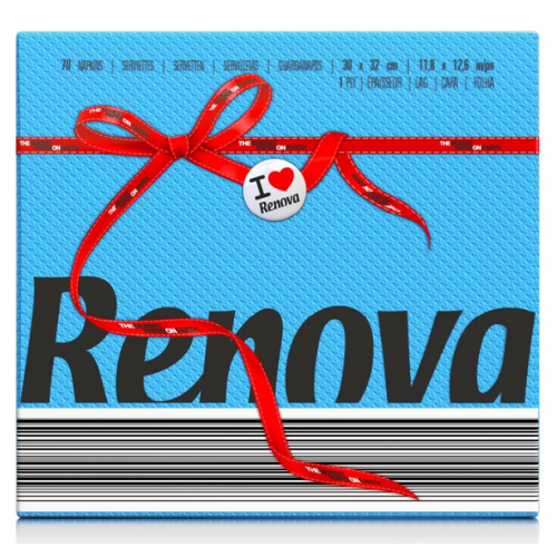 RENOVA GUARDANAPOS RED LABEL AZUL 30*32 CM PACK 70 UND  EAN 5601028000765