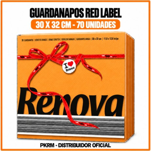 RENOVA GUARDANAPOS RED LABEL LARANJA 30*32 CM PACK 70 UND  EAN 5601028000772