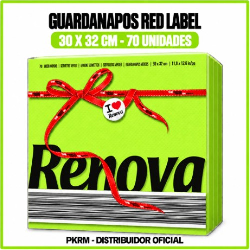 RENOVA GUARDANAPOS RED LABEL VERDE 30*32 CM PACK 70 UND  EAN 5601028002240