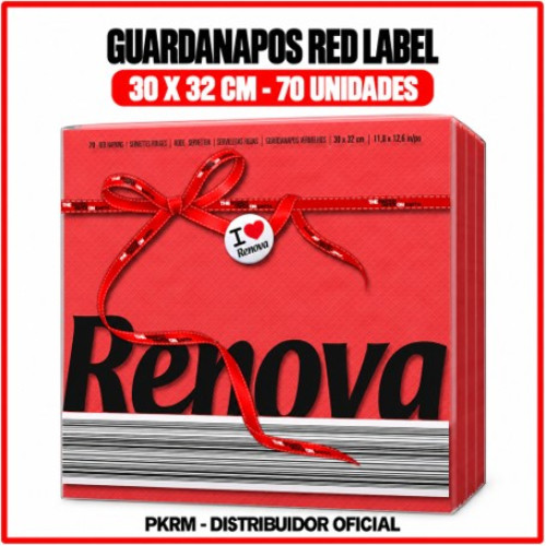 RENOVA GUARDANAPOS RED LABEL VERMELHO 30*32 CM PACK 70 UND  EAN 5601028020671