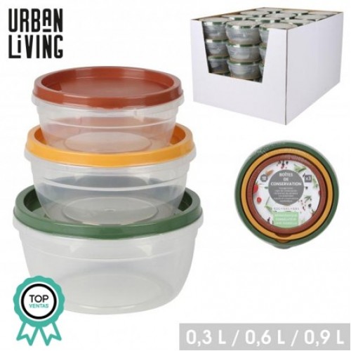 URBAN LIVING CONJUNTO 3 CAIXAS PLÁSTICO 0,3 LT ATÉ 0,90 LT EAN 5414886328687