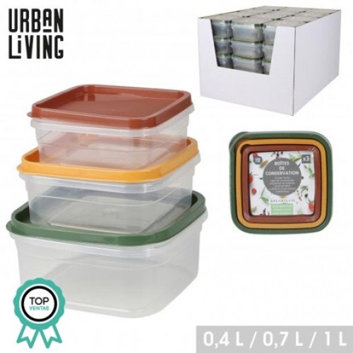 URBAN LIVING CONJUNTO 3 CAIXAS PLÁSTICO 0,4 LT ATÉ 1 LT EAN 5414886328700