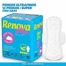 RENOVA PENSOS HIGIENICOS SUPER COM ABAS PACK 12 UND AZUL EAN 5601028018845