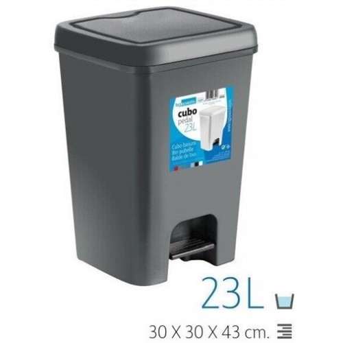 BALDE PLASTICO CINZA ESCURO PARA LIXO  23 LT EAN 8413846288075