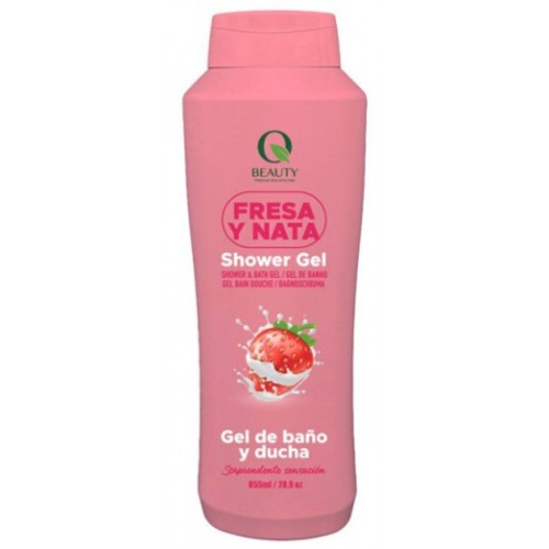 Q BEAUTY GEL BANHO FRESA Y NATA 855 ML EAN 8429014017101 