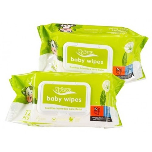NYLEVE TOALHISTAS BEBÉ  COM TAMPA ALOE VERA PACK 72 PCS EAN 8437024961239 VALIDADE - 9/2028