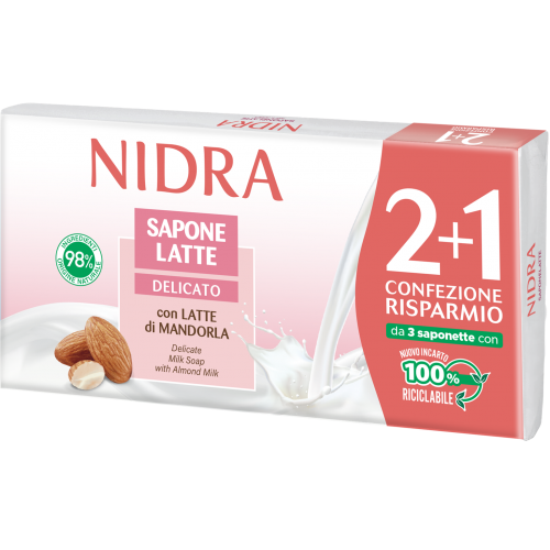 NIDRA SABONETE DE LEITE  PACK 3 DELICATO COM AMENDOA 3x90GR EAN 8003510034413