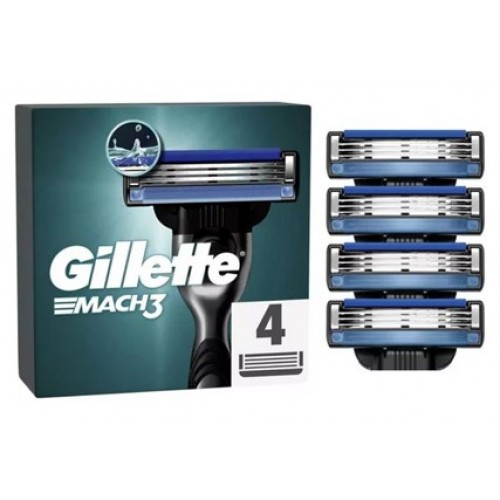 GILLETTE MACH 3 PACK 4 RECARGAS LAMINAS BARBEAR EAN 7702018264230  
