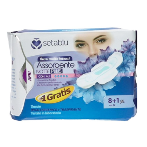 SETABLU PENSOS HIGIENICOS NOITE PLUS COM ABAS PACK 9 UND EAN 8059174593032