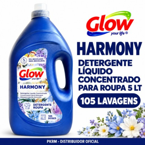 GLOW DETERGENTE ROUPA LIQUIDO HARMONY 5 LT 105 DOSES EAN 5600387492778