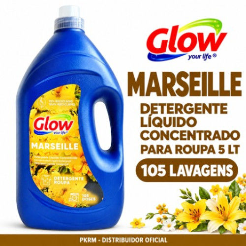 GLOW DETERGENTE ROUPA LIQUIDO MARSEILLE 5 LT 105 DOSES EAN 5600387492792