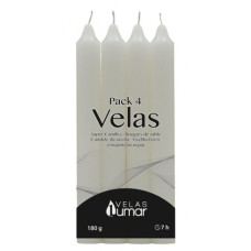 LUMAR CONJ. 4 VELAS CILINDRICAS 170*20 MM 180 GR BRANCAS EAN 8428451021122