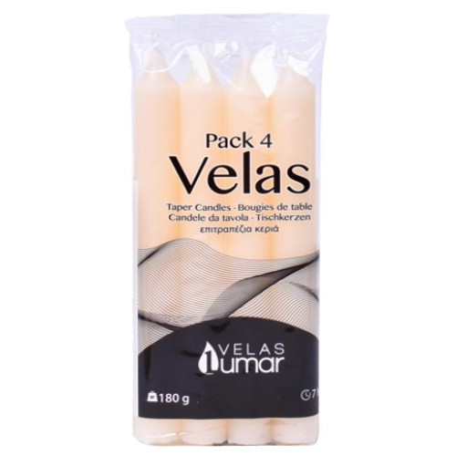 LUMAR CONJ. 4 VELAS CILINDRICAS 170*20 MM 180 GR CREMES EAN 8428451021160