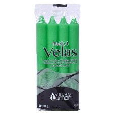 LUMAR CONJ. 4 VELAS CILINDRICAS 170*20 MM 180 GR VERDES EAN 8428451021092