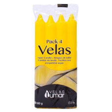 LUMAR CONJ. 4 VELAS CILINDRICAS 170*20 MM 180 GR AMARELAS EAN 8428451021108