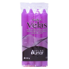 LUMAR CONJ. 4 VELAS CILINDRICAS 170*20 MM 180 GR LILAS EAN 8428451021115