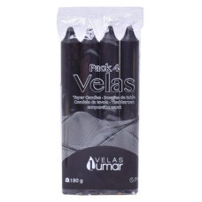 LUMAR CONJ. 4 VELAS CILINDRICAS 170*20 MM 180 GR PRETAS EAN 8428451021146