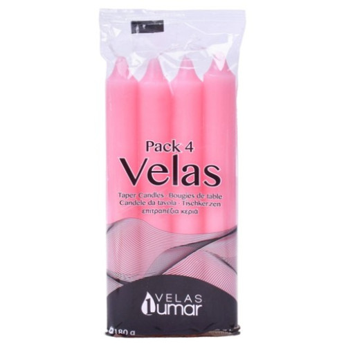 LUMAR CONJ. 4 VELAS CILINDRICAS 170*20 MM 180 GR ROSAS EAN 8428451021139