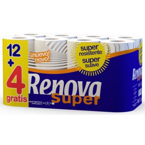 RENOVA 12 + 4 GRATIS ROLOS PAPEL HIGIENICO SUPER  EAN 5601028008709