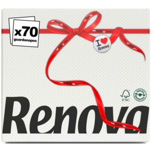 RENOVA GUARDANAPOS RED LABEL BRANCOS 30*32 CM PACK 70 UND  EAN 5601028000352
