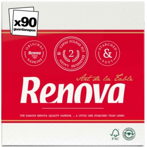 RENOVA GUARDANAPOS ART TABLE DUPLA FOLHA 33*33 CM PACK 90 UND  EAN 5601028000338
