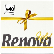 RENOVA GUARDANAPOS GOLD BRANCOS FOLHA DUPLA 39*39 CM PACK 40 UND  EAN 5601028007085