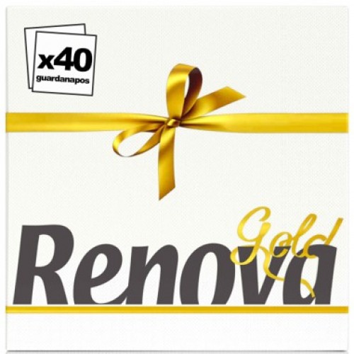 RENOVA GUARDANAPOS GOLD BRANCOS FOLHA DUPLA 39*39 CM PACK 40 UND  EAN 5601028007085